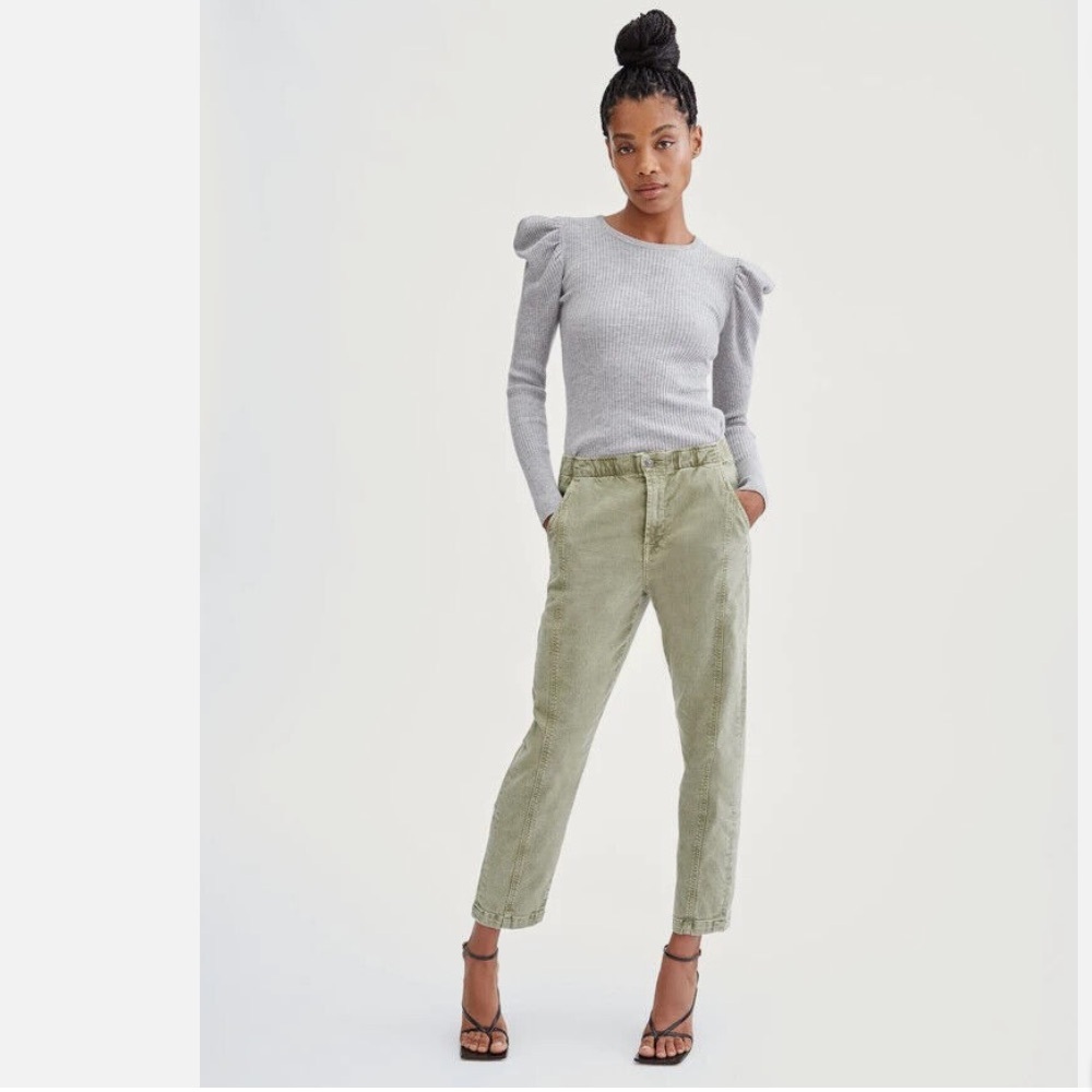 7 for all Mankind Women’s Light Olive Avocado Green Jogger Slim Fit Jeans Sz 29